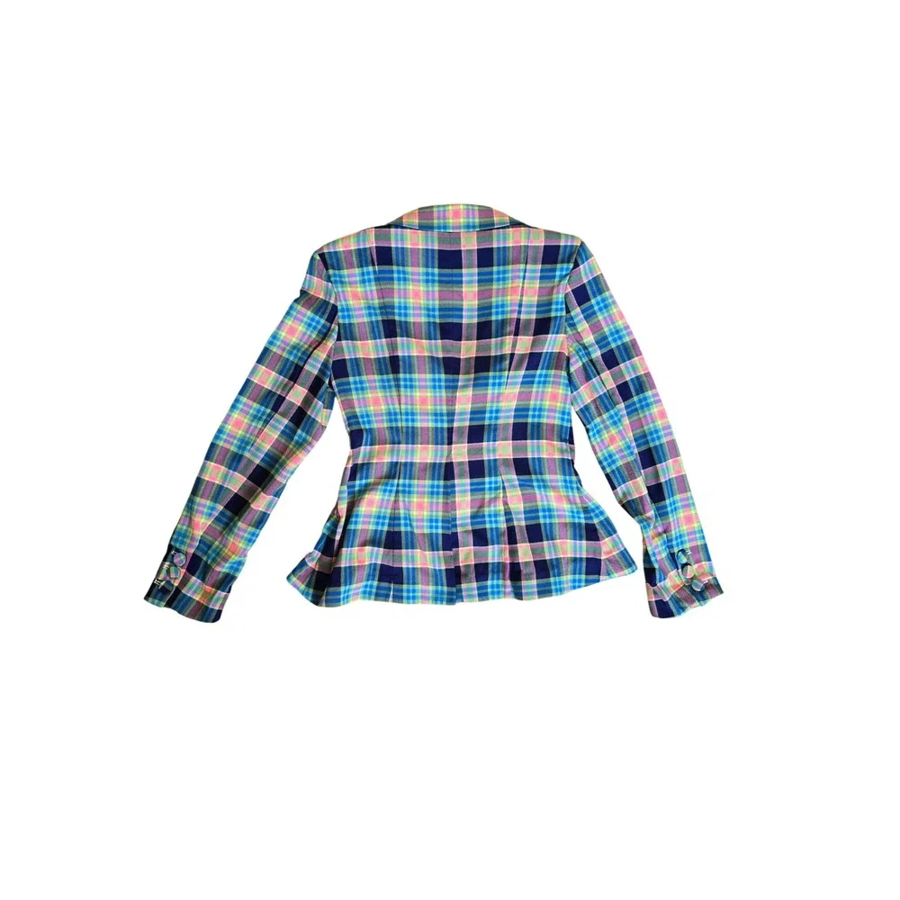 GRLFRND Loren Plaid Jacket Blazer in Multi‎ Plaid Maximalist Size Small
